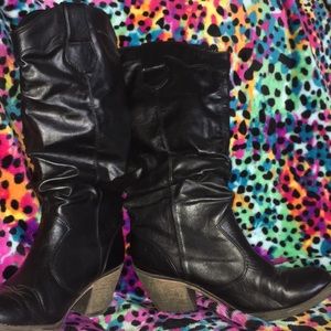 Black leather boots